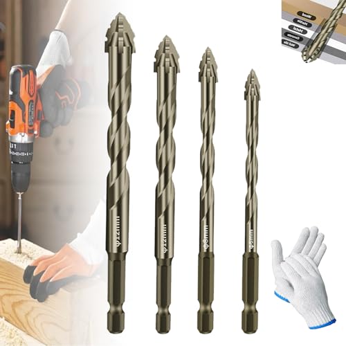 Four-Flute Sawtooth Eccentric Drill Bit, Titanium-Coated Design High-Strength Eccentric Twist Drill Bit, Four-Edged Serrated Eccentric Drill (6+8+10+12mm) von Ruileyou