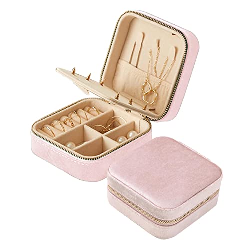 Plüsch-Reise-Schmuckkästchen-Organizer | Velvet Travel Schmuckkästchen | Schmuckaufbewahrung | Schmuckschatulle, Kleine Schmuckschatulle Für Frauen, Schmuck-Reiseetui, Ohrring-Organizer, 10x10x5 Cm von Ruilonghai