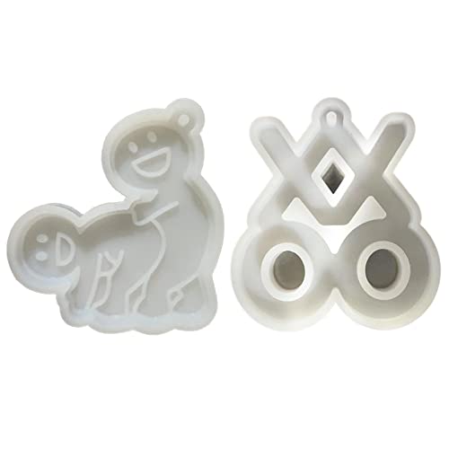 2 PCs Glänzende Glänzende Silikonformen Valentinstag Schlüsselbund Schimmel Halskette Anhänger Schmuck Epoxidharz Crafting Formen von Ruiogoe