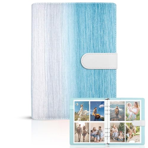 Fotoalbum A5 Binder, Fotobuch Fotoalbum klein photocard Binder PU Leder Bindemittel mit 240 Kartenfächern Sammelalbum Karten, Fotoalbumhüllen für Fujifilm Instax Polaroid Mini Photo (Blau) von Ruixijiale