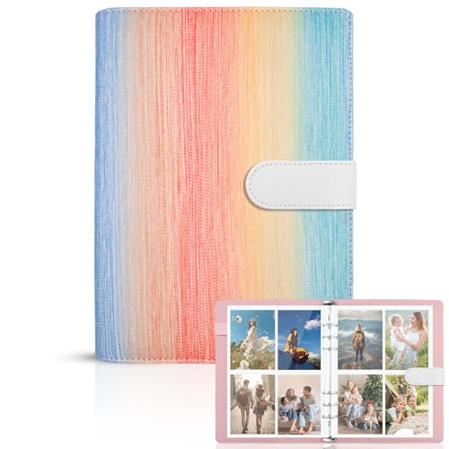 Fotoalbum A5 Binder, Fotobuch Fotoalbum klein photocard Binder PU Leder Bindemittel mit 240 Kartenfächern Sammelalbum Karten, Fotoalbumhüllen für Fujifilm Instax Polaroid Mini Photo (Bunt) von Ruixijiale