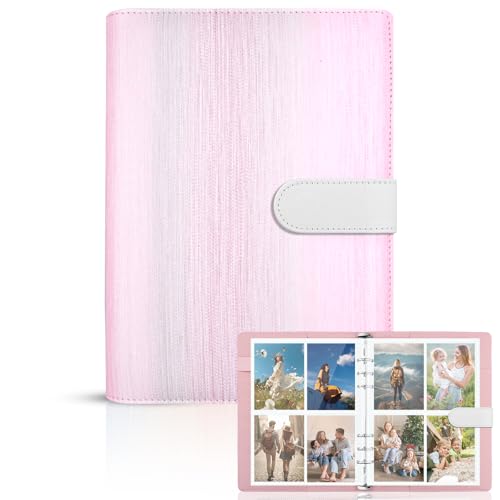 Fotoalbum A5 Binder, Fotobuch Fotoalbum klein photocard Binder PU Leder Bindemittel mit 240 Kartenfächern Sammelalbum Karten, Fotoalbumhüllen für Fujifilm Instax Polaroid Mini Photo (Rosa) von Ruixijiale