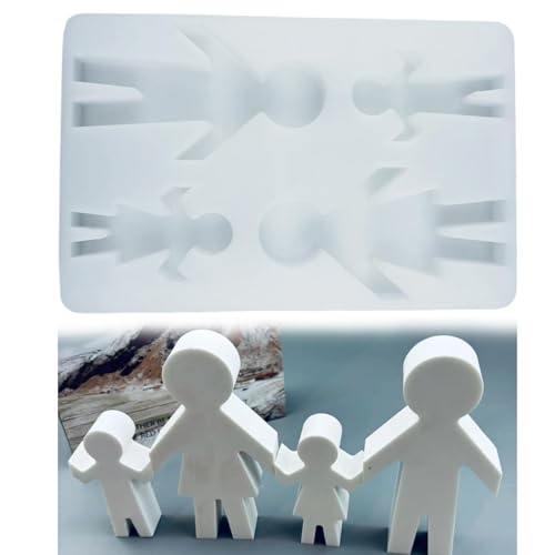 Silikonformen Gießformen, 4 Familie Figuren Hand In Hand Silikonform, Weihnachten Gießformen Silikon Gießform, Epoxidharz-Guss-Set Für Schreibtisch-Ornamente, Heimdekoration Und Geschenke 22x14x2,2cm von Rukjmqi