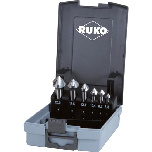 RUKO Kegel- und Entgratsenker-Satz 6tlg. DIN 335 Form C 90° HSS Ø 6,3-20,5 mm in Kunststoffkassette - 102152RO von RUKO