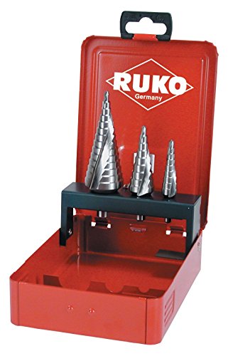 Ruko 101026E Stufenbohrer-Satz HSS Co 5, geschliffen in Industriekassette, Einfarbig von Ruko