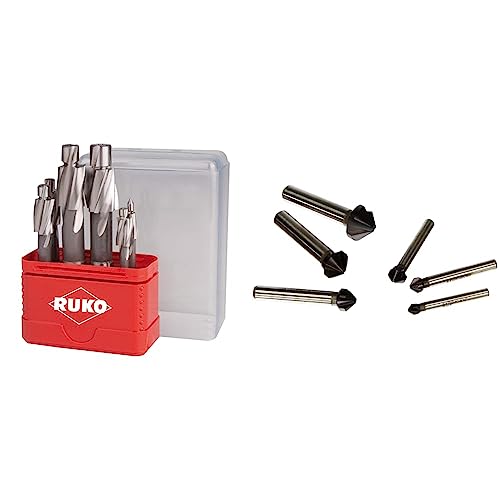 Ruko 102454 Flachsenkersatz DIN 373 HSS M3 - M10 & A102156F Kegel- und Entgratsenker Satz Tiain von Ruko