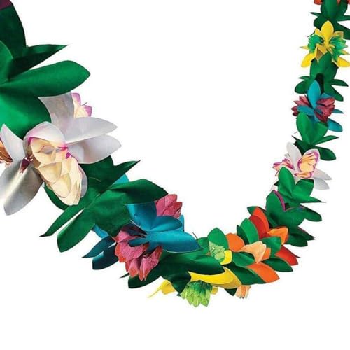 Ruluti Papiergirlande Tropische Hibiskusdekorationen, Mehrfarbige Tissue- Blätter Banner Für Luau-Party, Geburtstag, Hawaiianisches Thema von Ruluti