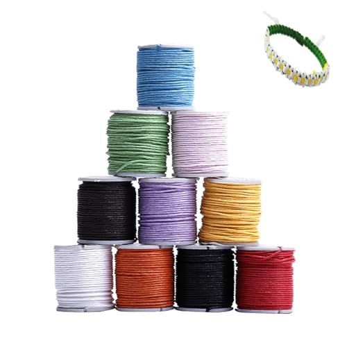 10 Rollen Nylonfaden Nylonschnur, Nylon Seil Schnur Farbigen Beading String Knotenkabel, Chinesische Knoten Cord Sicken Faden Schnur für Armbänder Baumwollschnur DIY Perlschnur 10m*10 Farben (0.9mm) von Rumgug