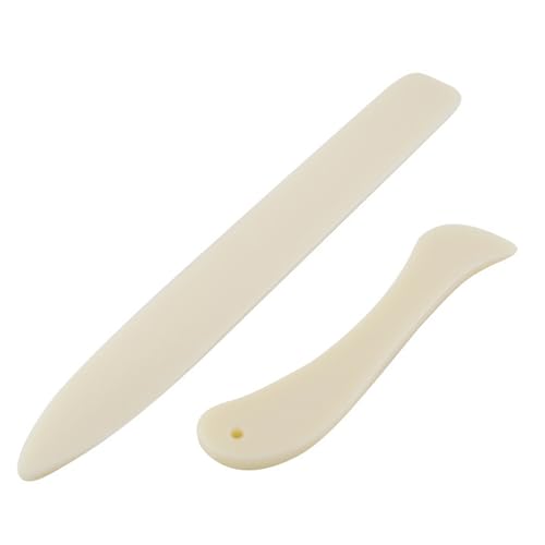 Falzbein aus Künstlicher Knochen, Knochenordner Ordner Papier Bonefolderpapierfalten, Bone Folder Falzbein für Papier mit Abgerundeter Spitze für Papierhandwerk Kartenherstellung Bastelbuch (2 Stück) von Rumgug