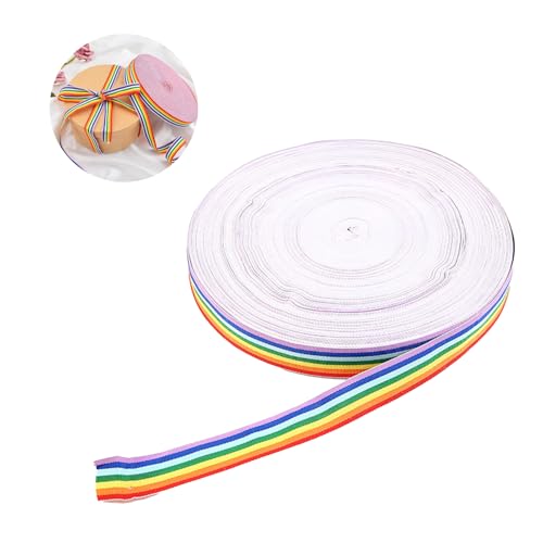 30 Meter Mehrfarbig Geschenkband, Buntes Band Dekoratives Nylonband Mehrfarbiges Gurtband aus Polyester, Breit Polyester Nähen Nylon Band Leinwandbindung Streifen Medaillenband 10MM (Regenbogen 30M) von Rumgug