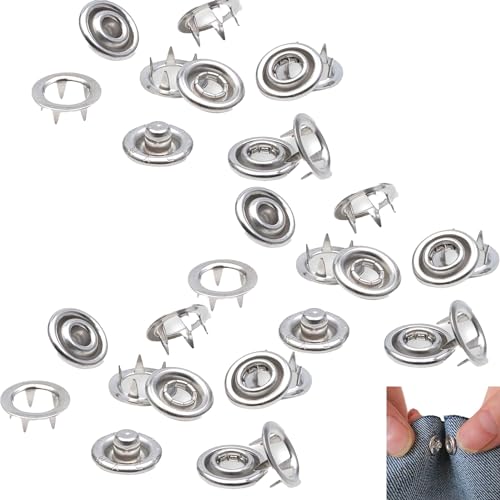 30Pcs Nähfrei Jersey Ring, Druckknöpfe Nähfrei-Nachfüllpack Näh-freie Nachfüllpackung Nachfüllpack Silberfarbig Nähzubehör Buttons Knöpfe Jersey Bottoni Nachfüllpack für Druckknöpfe von Rumgug