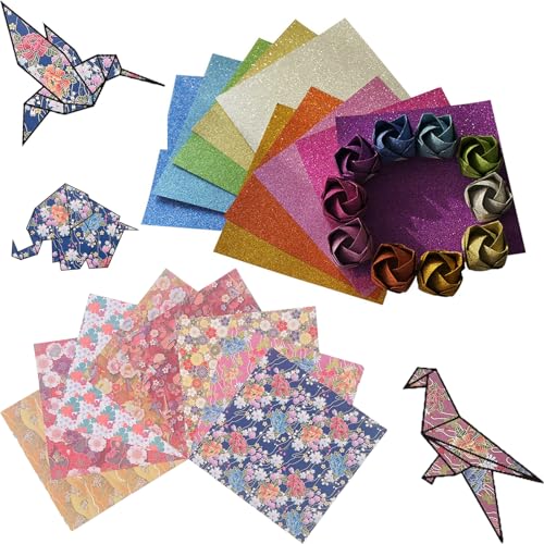 Origami Papier Set - 90 Blatt Doppelseitiges Farbiges Origami Papier 15x15 cm - Unterschiedliche Musterpapier - Japanisches Papier DIY Handwerk Origami-Papier - Kirschblüten Muster von Rumgug