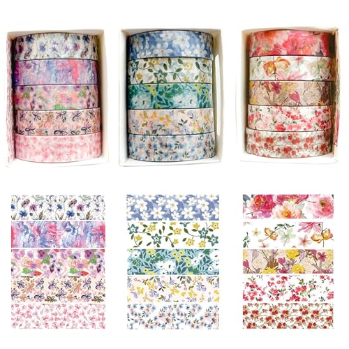 Rumgug Washi Tape Set, Glitzernde Dekoratives Klebeband Bunte Glitzernde Bänder DIY Papier Tape, Glitzer Funkelnd Dekoratives Bunt Masking Dekrativer Bastelband für DIY (15 Rollen) von Rumgug