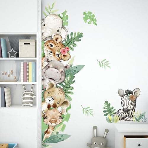 Wandtattoo Dschungel, Türaufkleber Waldtiere Safari Tiere Wandsticker Bär Wandaufkleber Waldtiere Selbstklebend Wandaufkleber Wanddeko für Kinderzimmer Babyzimmer Schlafzimmer Mädchen Jungen (005) von Rumgug