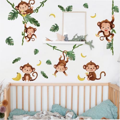 Wandtattoo Dschungel, Türaufkleber Waldtiere Safari Tiere Wandsticker Bär Wandaufkleber Waldtiere Selbstklebend Wandaufkleber Wanddeko für Kinderzimmer Babyzimmer Schlafzimmer Mädchen Jungen (005) von Rumgug