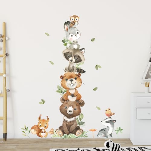 Wandtattoo Dschungel, Türaufkleber Waldtiere Safari Tiere Wandsticker Bär Wandaufkleber Waldtiere Selbstklebend Wandaufkleber Wanddeko für Kinderzimmer Babyzimmer Schlafzimmer Mädchen Jungen (003) von Rumgug