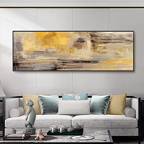 Rumlly Abstrakte gelbe graue Leinwand Malerei moderne skandinavische Drucke und Poster Wandkunst Bilder für Wohnzimmer Wohnkultur 45 x 130 cm rahmenlos von Rumlly