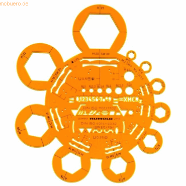 Rumold Abrundungs- und Mutternschablone Kunstoff orange/transparent von Rumold