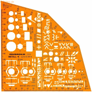 Rumold Schablone Metallwinkel Kunststoff orange/transparent von Rumold