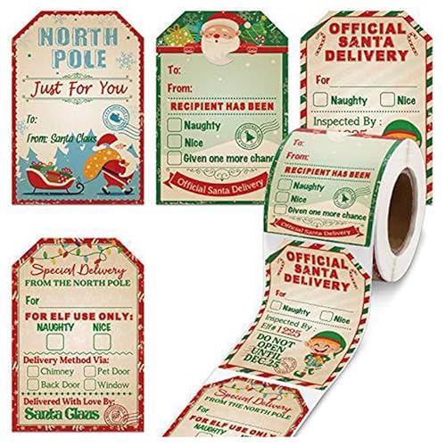 200 Stück (50*75cm) Weihnachtsaufkleber groß zum Beschriften Weihnachtssticker Kraftpapier Etiketten Selbstklebend Anhänger Aufkleber Frohe Weihnachten Geschenkaufkleber Klebeetiketten Weihnachtsdeko von RunFar shop