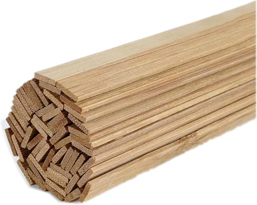 50 Stück Holzleisten zum Basteln Bambus Holzstäbchen Verkohlung Natürlicher Bambusstäbe Holzstab Holzstäbchen für DIY Arts Craft Basteln Dekoration (2 * 5 * 200mm) von RunFar shop