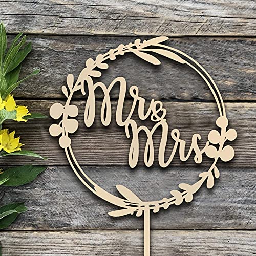 Cake Topper für Mann und Frau Happy Wedding Cake Party Supplies Dekoration Mr Mrs Marry Cake Topper (Hell Gold,wood) von Runmeihe