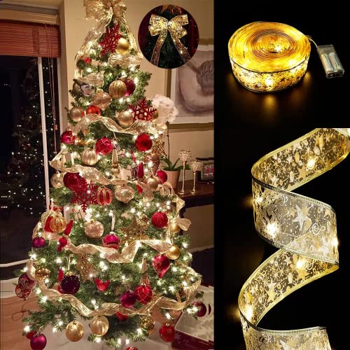 Lichterkette Weihnachtsbaum, 16ft/5m Weihnachtsbaum Lichterkette für Weihnachtsbaumschmuck, für Silvester Party Pavillon Hochzeit Weihnachtsbaum Deko Outdoor Indoor Ornamente (Golden (warmes Licht)) von Runmeihe