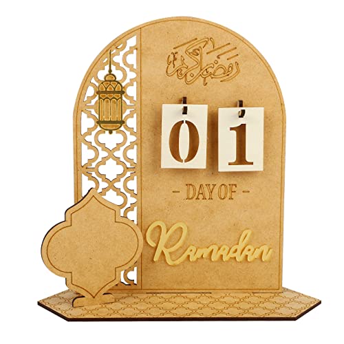 Ramadan Kalender aus Holz, Rustikaler 30 Tage Countdown Ramadan Kalender Kinder, Ramadan Adventskalender Eid, Ramadan-Kalender Elegante Mubarak Ramadan Dekoration (Laterne) von Runmeihe