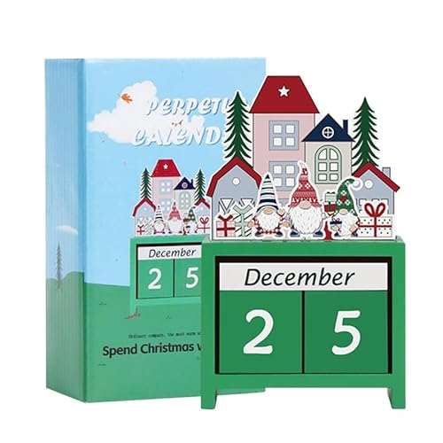 Runstarshow Adventskalender aus Holz, Countdown-Adventskalender, Weihnachtsmann, Weihnachtsbaum, Schneemann, Zwerg, Schreibtisch, Weihnachtsschmuck, Größe 13 x 7,5 cm von Runstarshow