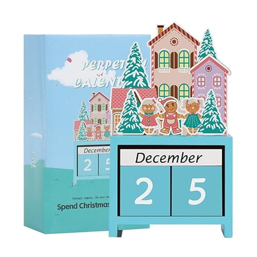 Runstarshow Adventskalender aus Holz, Countdown-Adventskalender, Weihnachtsmann, Weihnachtsbaum, Schneemann, Zwerg, Schreibtisch, Weihnachtsschmuck, Größe 13 x 7,5 cm von Runstarshow