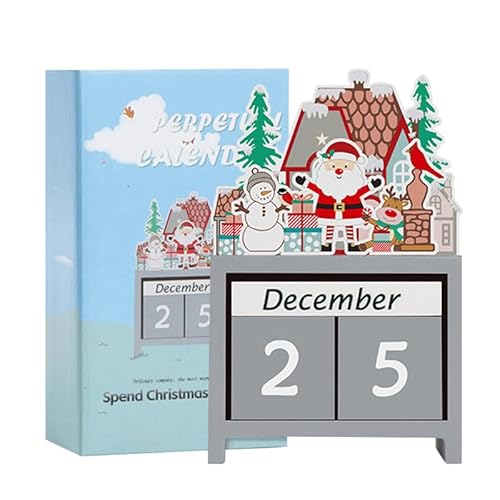 Runstarshow Adventskalender aus Holz, Countdown-Adventskalender, Weihnachtsmann, Weihnachtsbaum, Schneemann, Zwerg, Schreibtisch, Weihnachtsschmuck, Größe 13 x 7,5 cm von Runstarshow