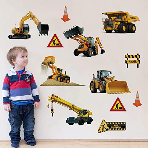 Runtoo Wandtattoo Bagger und Traktor für Kinderzimmer Wandsticker Fahrzeuge Auto 3D Wandaufkleber Babyzimmer Junge Spielzimmer Wanddeko von Runtoo