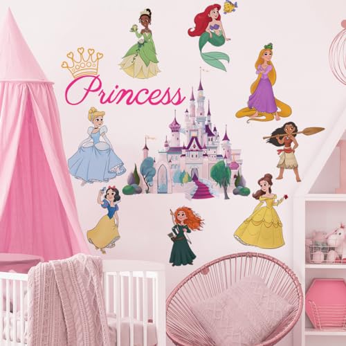 Runtoo Wandtattoo Prinzessin Mädchen Wandsticker Schloss Krone Wandaufkleber Babyzimmer Kinderzimmer Wanddeko von Runtoo