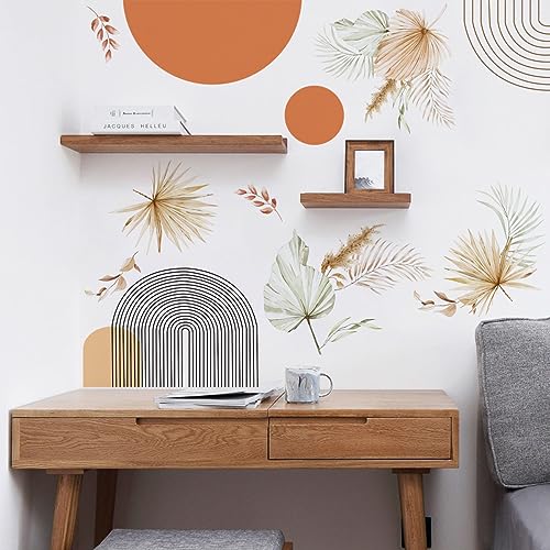 Runtoo Wandtattoo Bogen Boho Wandsticker Pflanzen Blätter Sonne Wandaufkleber Wohnzimmer Schlafzimmer Kinderzimmer Babyzimmer Wanddeko von Runtoo