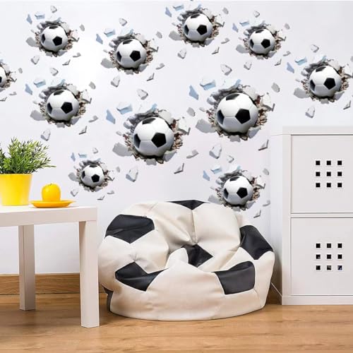 Runtoo Wandtattoo Fußball 3D Durchbruch Junge Wandaufkleber Bälle Sport Wandsticker Kinderzimmer Babyzimmer Spielzimmer Wanddeko von Runtoo