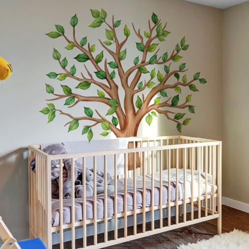 Runtoo Wandtattoo Groß Baum Wandsticker XXL Grüne Blätter Ast Stamm Wandaufkleber Kinderzimmer Babyzimmer Schlafzimmer Wohnzimmer Wanddeko von Runtoo