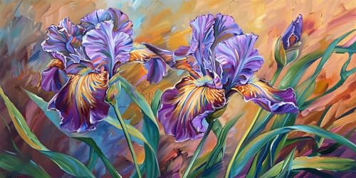 5D Diamond Painting Iris Diamant Painting Bilder Blume Diamond Painting Erwachsene, DIY Eckige Diamant Kunst Malerei Stickerei Kreuzstich Set Home Wanddeko Aesthetic, Geschenke für Frauen 30x60cm von Ruohuo