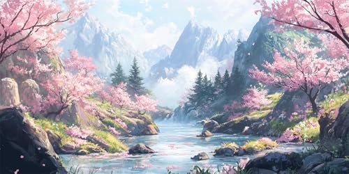 5D Diamond Painting Japan Diamant Painting Bilder Landschaft Diamond Painting Erwachsene, DIY Diamant Kunst Malerei Stickerei Kreuzstich Set Home Wanddeko Aesthetic, Geschenke für Frauen 50x100cm von Ruohuo