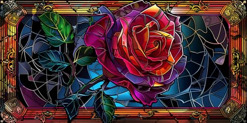 5D Diamond Painting Retro Diamant Painting Bilder Blume Diamond Painting Erwachsene, DIY Eckige Diamant Kunst Malerei Stickerei Kreuzstich Set Home Wanddeko Aesthetic, Geschenke für Frauen 80x160cm von Ruohuo