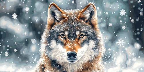 5D Diamond Painting Wolf Diamant Painting Bilder Schnee Diamond Painting Erwachsene, DIY Eckige Diamant Kunst Malerei Stickerei Kreuzstich Set Home Wanddeko Aesthetic, Geschenke für Frauen 30x60cm von Ruohuo