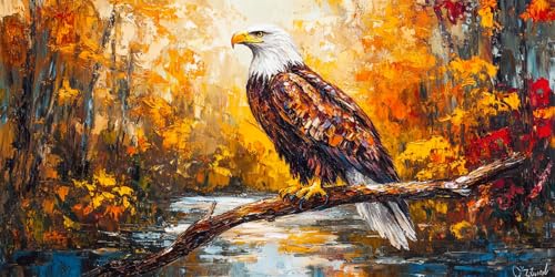 Adler Diamond Painting Erwachsene Groß XXL 70x140cm,Herbst Diamond Painting Zubehör Voll Set, 5D Eckige Diamond Art Painting Kinder Strass Stickerei Malerei Set für Zimmer Deko Wohnzimmer Gifts von Ruohuo