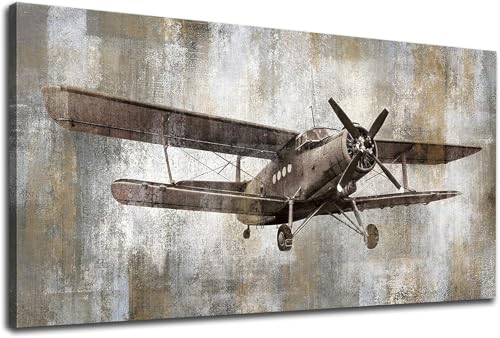 Flugzeug Malen Nach Zahlen Erwachsene Groß 50x100cm, Malen Nach Zahlen Retro, Kreativ Set für Erwachsene, DIY Handgemalt Ölgemälde Leinwand Kit mit 3 Set Pinseln Acrylfarben, Home Dekor, Rahmenlos von Ruohuo