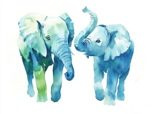 Malen Nach Zahlen Elefant,Tier Malen Nach Zahlen Kinder Anfänger,Malen-Nach-Zahlen ab 7 8 9 Jahre Mädchen Geschenke,DIY Ölgemälde Set Pinseln Acrylpigment Leinwan,Home Wanddeko Wohnzimme 70x90cm M-608 von Ruohuo