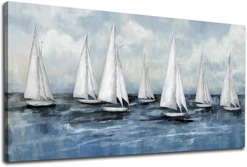 Malen Nach Zahlen Erwachsene Boot Malen Nach Zahlen Ozean Paint by Numbers Anfänger Kinder, DIY Handgemalt Ölgemälde Leinwand Kits Pinseln Acrylfarben Bastelset, Home Deko, Frauen Geschenk 100x200cm von Ruohuo