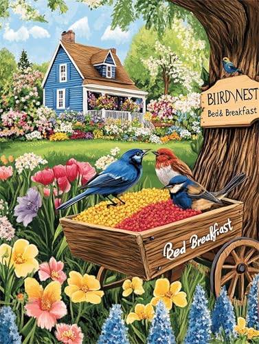 Malen Nach Zahlen Erwachsene Garten Malen Nach Zahlen Tier Paint by Numbers für Anfänger,DIY Handgemalt Ölgemälde Leinwand Kit mit Pinseln Acrylfarben Bastelset,Home Wand Dekor Geschenk 60x80cm M-149 von Ruohuo