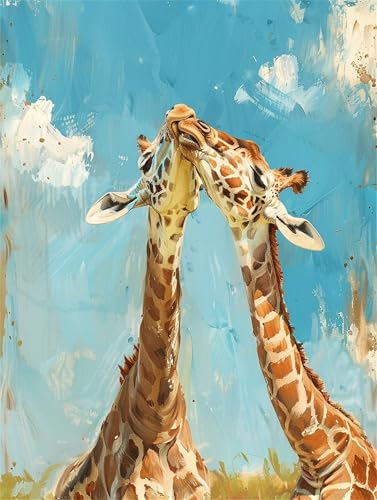 Malen Nach Zahlen Erwachsene Tier Malen Nach Zahlen Giraffe Paint by Numbers für Anfänger,DIY Handgemalt Ölgemälde Leinwand Kit mit Pinseln Acrylfarben Bastelset,Home Wand Dekor Geschenk 50x65cm M-711 von Ruohuo