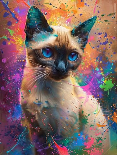 Malen Nach Zahlen Erwachsene Tier Malen Nach Zahlen Katze Paint by Numbers für Anfänger,DIY Handgemalt Ölgemälde Leinwand Kit mit Pinseln Acrylfarben Bastelset,Home Wand Dekor Geschenk 100x135cm M-682 von Ruohuo