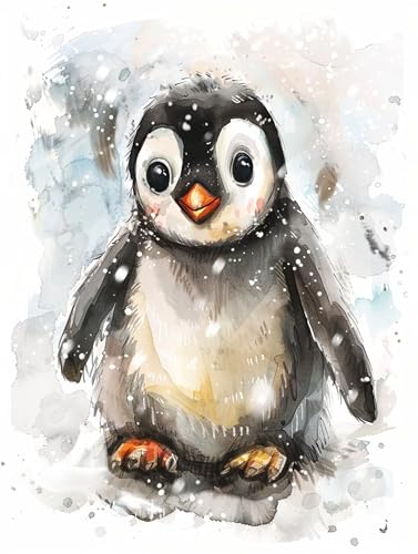 Malen Nach Zahlen Pinguin,Tier Malen Nach Zahlen Kinder Anfänger,Malen-Nach-Zahlen ab 7-9 Jahre Mädchen Geschenke,DIY Ölgemälde Set Pinseln Acrylpigment Leinwan,Home Wanddeko Wohnzimme 90x120cm M-1080 von Ruohuo