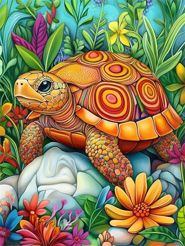 Malen Nach Zahlen Tier,Schildkröte Malen Nach Zahlen Kinder,Malen-Nach-Zahlen ab 7-9 Jahre Mädchen Geschenke,DIY Ölgemälde Set Pinseln Acrylpigment Leinwan,Home Wanddeko Wohnzimme 100x135cm M-701 von Ruohuo