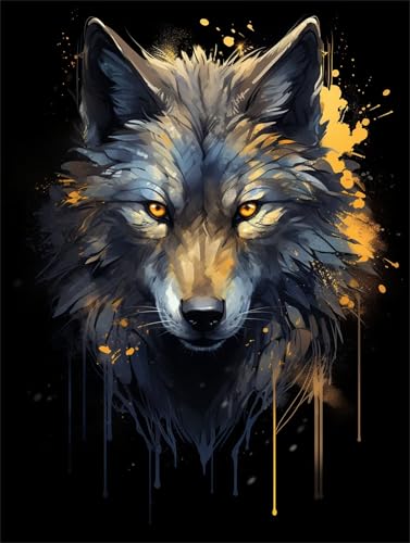 Malen Nach Zahlen Wolf,Tier Malen Nach Zahlen Kinder Anfänger,Malen-Nach-Zahlen ab 7 8 9 Jahre Mädchen Geschenke,DIY Ölgemälde Set Pinseln Acrylpigment Leinwan,Home Wanddeko Wohnzimme 100x135cm M-221 von Ruohuo